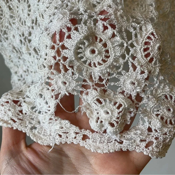 Vintage 90s handmade cream crochet  knit short‎ sleeve top S - Picture 11 of 11